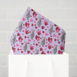 Cat Hearts Valentine's Tissue Paper in Purple 薄葉紙