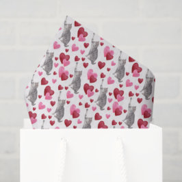 Cat Hearts Valentine's Tissue Paper in White 薄葉紙