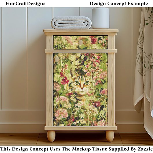 Cat Hidden in a Wildflower Meadow EX3 Decoupage 薄葉紙