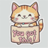 Cat Holding a Sign シール (正面)