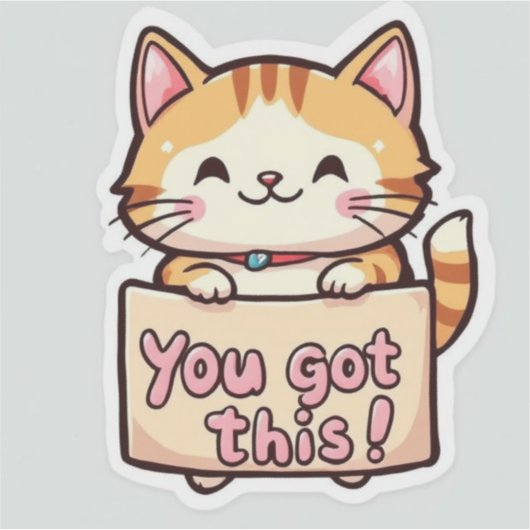 Cat Holding a Sign シール (正面)