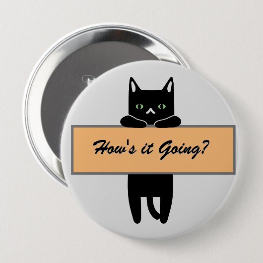 Cat holding a sign Button Badge 缶バッジ (正面&裏面)