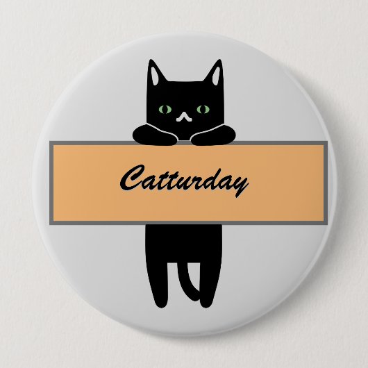 Cat holding a sign Button Badge 缶バッジ (正面)