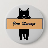 Cat holding a sign with your message Button Badge 缶バッジ (正面)