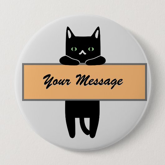 Cat holding a sign with your message Button Badge 缶バッジ (正面)