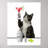 Cat holding Pink Martini Art ポスター (正面)