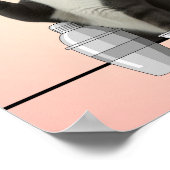 Cat holding Pink Martini Pink Background Art ポスター (角)