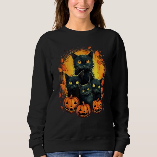 Cat Horror Cute Halloween for Cat Kitty スウェットシャツ (正面)