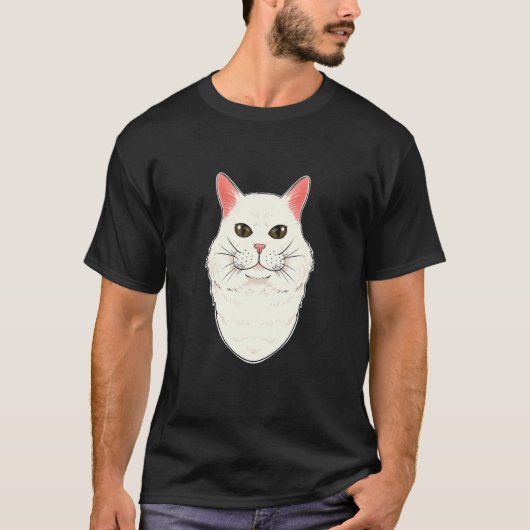 Cat I猫顔Iターキッシュアンゴラ猫 Tシャツ (正面)