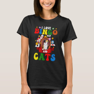 Cat I Love BingoとCats賭博Bingo Player B Tシャツ