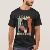Cat I Read Banned Books Bookworms Reading Book 1 Tシャツ (正面)
