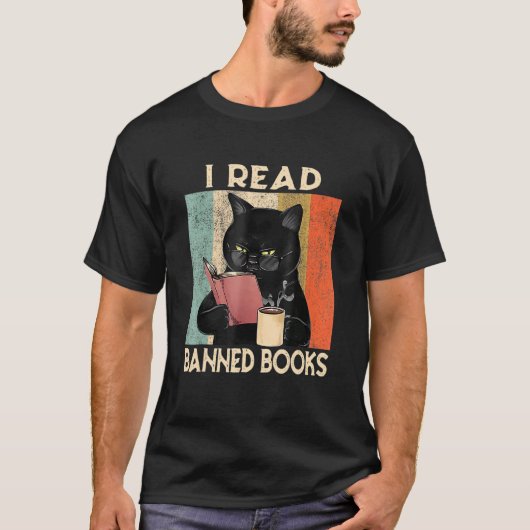 Cat I Read Banned Books Bookworms Reading Book 1 Tシャツ (正面)