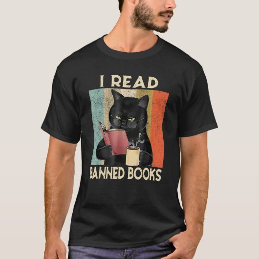 Cat I Read Banned Books Bookworms Reading Book 2 Tシャツ (正面)