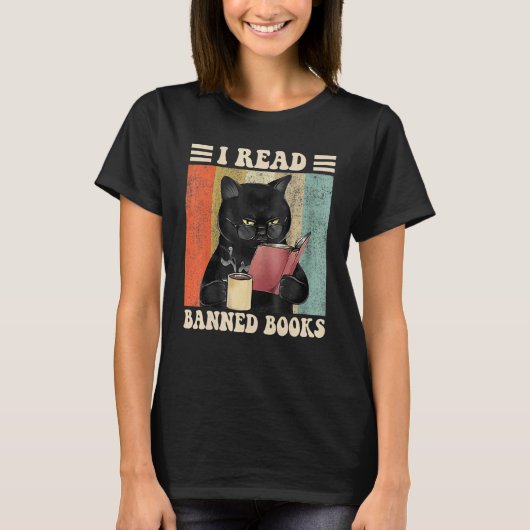 Cat I Read Banned Books Bookworms Reading Book 3 Tシャツ (正面)