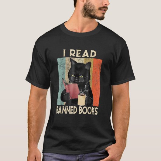 Cat I Read Banned Books Bookworms Reading Book 4 Tシャツ (正面)