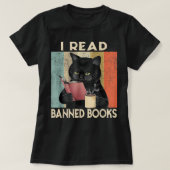 Cat I Read Banned Books Funny Bookworms Reading Bo Tシャツ (デザイン正面)