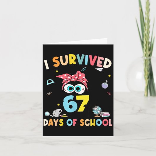 Cat I Survived 67 Days Of School Teachers Students カード (正面)