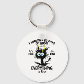 Cat I Survived 67 Days Of School Teachers Students キーホルダー (正面)