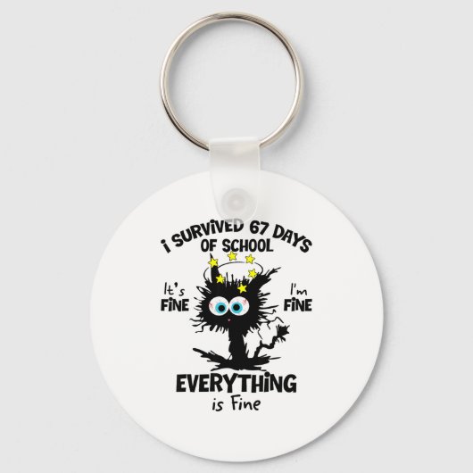 Cat I Survived 67 Days Of School Teachers Students キーホルダー (正面)