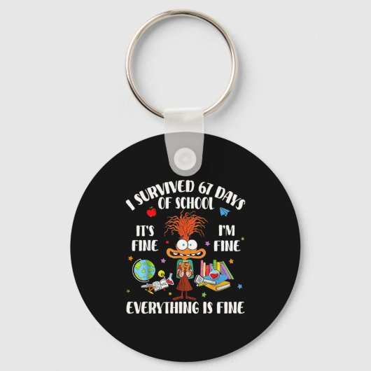 Cat I Survived 67 Days Of School Teachers Students キーホルダー (正面)