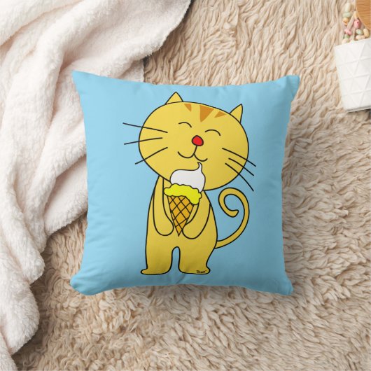 Cat Ice Cream Cone Pillow Baby Pink Blue クッション (ブランケット)