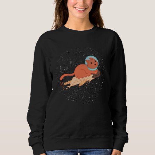 Cat Ice Cream Flys Universe Galaxy Kitten Kids s G スウェットシャツ (正面)