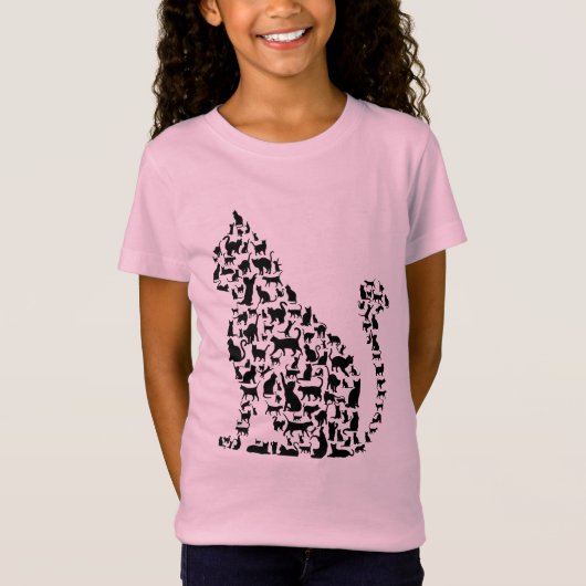 Cat Iconsイラストレーション白黒デザインT-Sh Tシャツ (正面)