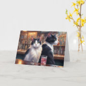 Cat ignoring each other Happy Hour bar カード (黄色い花)