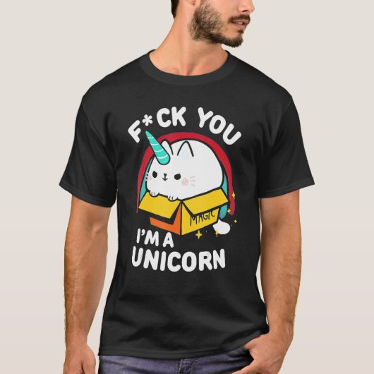 Cat I'm A Unicorn Freak You Fluff Fluff Tシャツ (正面)