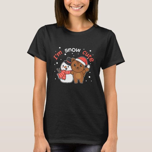 Cat I'm Snow Cute Snowman Snow Pun Tシャツ (正面)