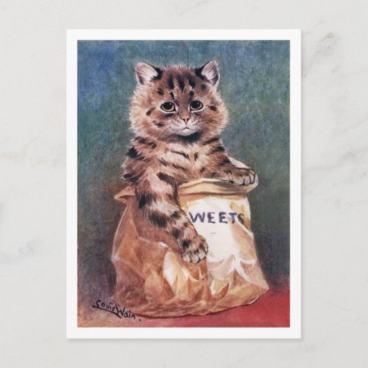 Cat in紙バッグLouis Wain ポストカード (正面)
