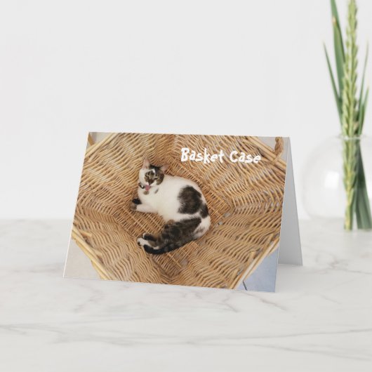 Cat in a Basket Greeting Card（バスケットのグリーティングカードに入った カード (正面)