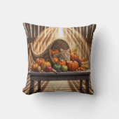 Cat In a Thanksgiving Cornucopia クッション (正面)