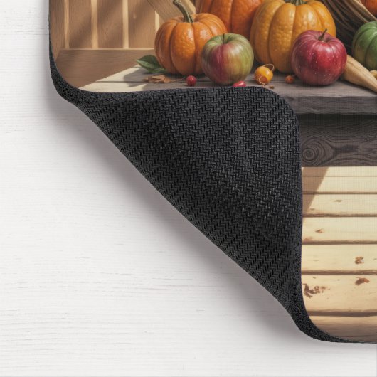 Cat In a Thanksgiving Cornucopia マウスパッド (コーナー)