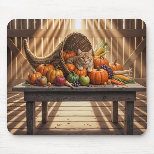Cat In a Thanksgiving Cornucopia マウスパッド (正面)