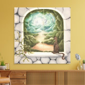 Cat in a Window キャンバスプリント (インサイチュ (リビング))