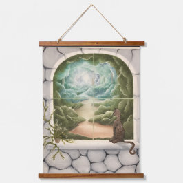 Cat in a Window 吊り下げ型タペストリー