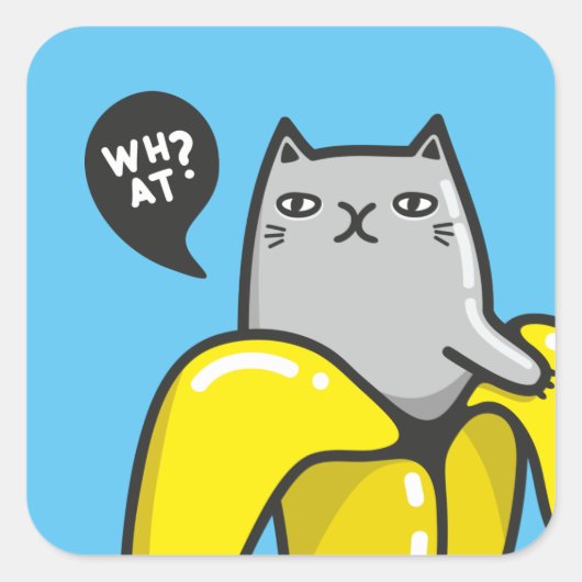 Cat in banana スクエアシール (正面)