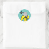 Cat in banana ラウンドシール (バッグ)