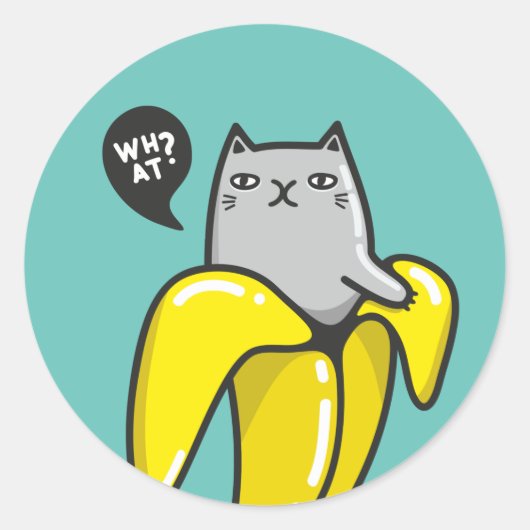 Cat in banana ラウンドシール (正面)