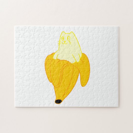 Cat in banana – 背景色を選択 ジグソーパズル (横)