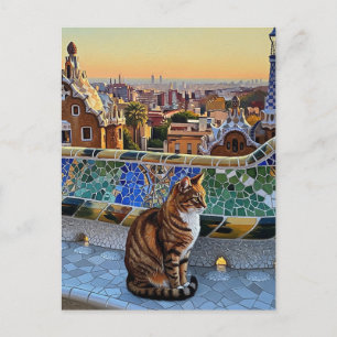 Cat in Barcelona Spain Park Guell Travel ポストカード