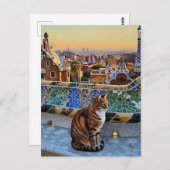 Cat in Barcelona Spain Park Guell Travel ポストカード (正面/裏面)