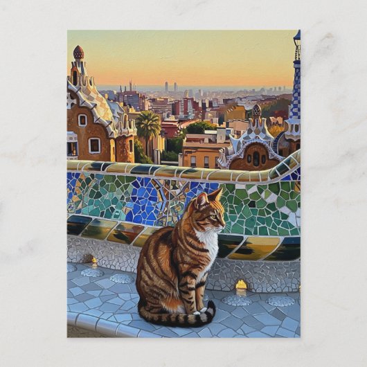 Cat in Barcelona Spain Park Guell Travel ポストカード (正面)
