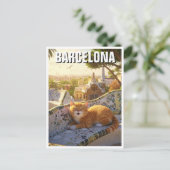 Cat in Barcelona Spain Park Guell Travel ポストカード (スタンド正面)