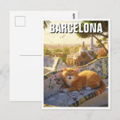 Cat in Barcelona Spain Park Guell Travel ポストカード (正面/裏面)