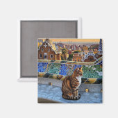 Cat in Barcelona Spain Park Guell Travel マグネット (正面/裏面)