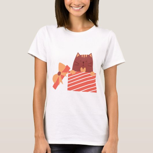 Cat in box funny tシャツ (正面)