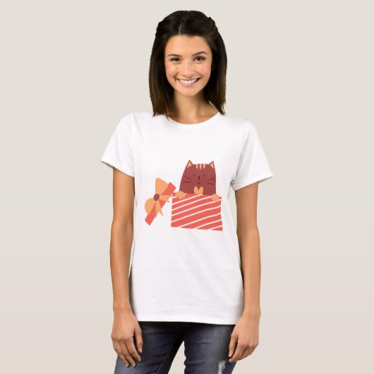 Cat in box funny tシャツ (正面フル)