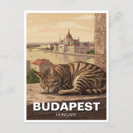 Cat in Budapest Hungary Parliament建物旅行 ポストカード